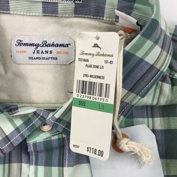 Tommy Bahama Shirt Plaid Zione Wilderness - Picture 7 of 7